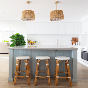 Bar Stools - Sorrento Rattan Bar Stool Backless White 66cm