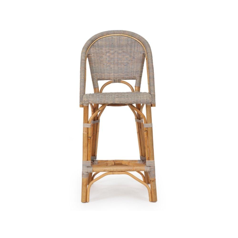 Bar Stools - Sorrento Rattan Bar Stool Washed Grey 67cm