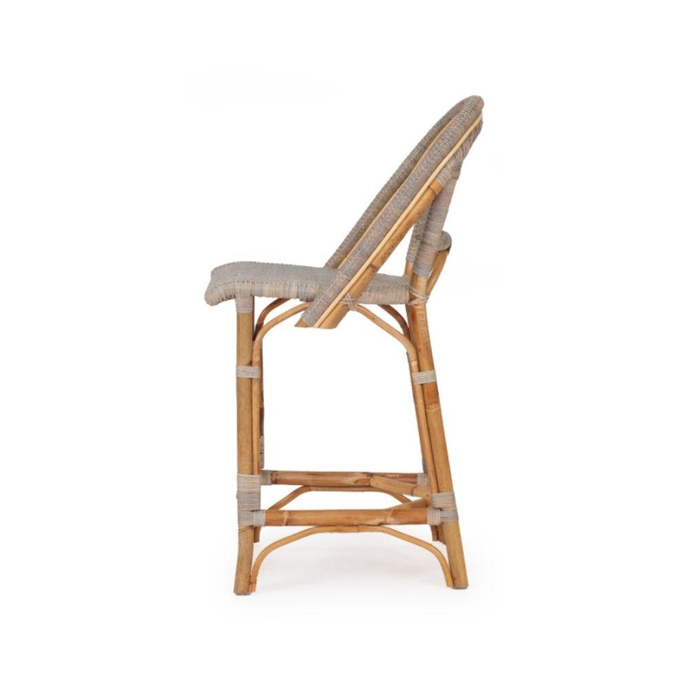 Bar Stools - Sorrento Rattan Bar Stool Washed Grey 67cm