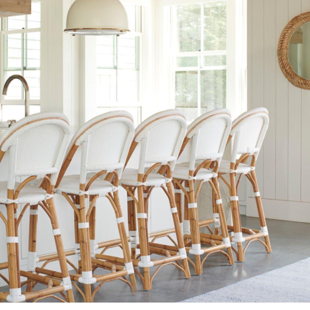 Bar Stools - Sorrento Rattan Bar Stool White 67cm