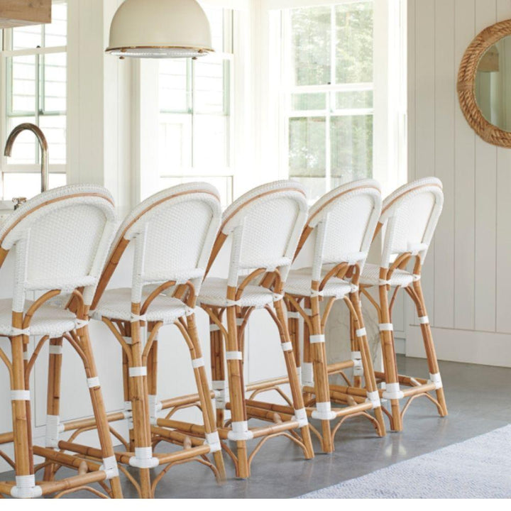 Bar Stools - Sorrento Rattan Bar Stool White 67cm