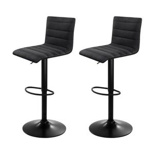 Bar Stools - Vanessa Set Of 2 Fabric Gas Lift Swivel Kitchen Bar Stool Black