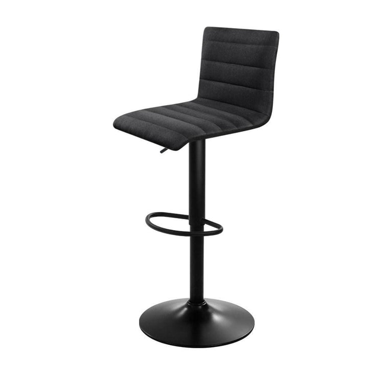 Bar Stools - Vanessa Set Of 2 Fabric Gas Lift Swivel Kitchen Bar Stool Black