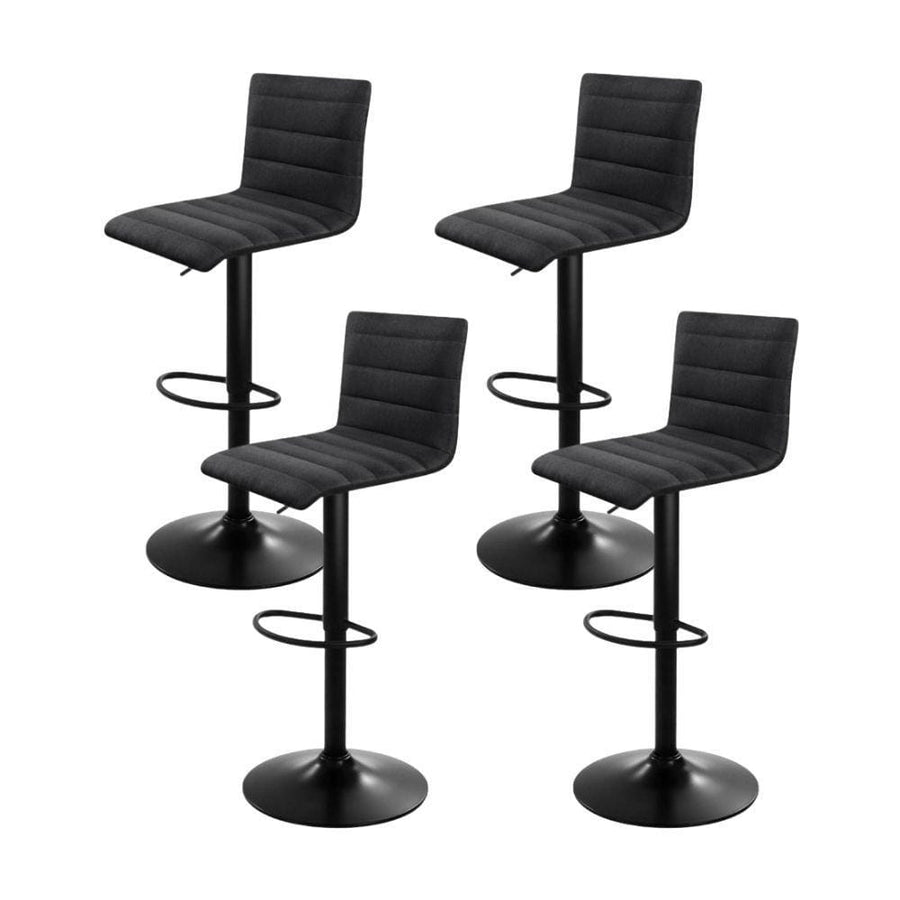 Bar Stools - Vanessa Set Of 4 Fabric Gas Lift Swivel Kitchen Bar Stool Black