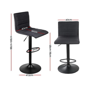Bar Stools - Vanessa Set Of 4 Fabric Gas Lift Swivel Kitchen Bar Stool Black