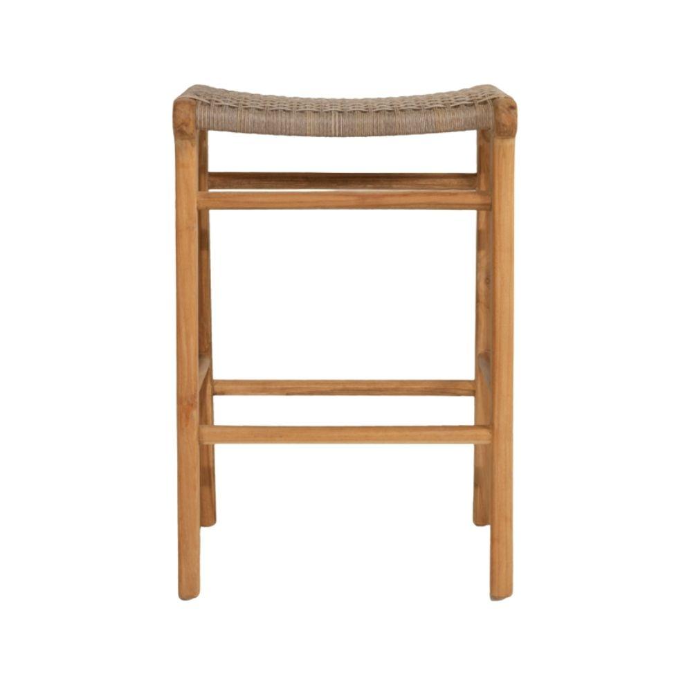 Bar Stools - Zen Wooden Bar Stool Backless Washed Grey 68cm