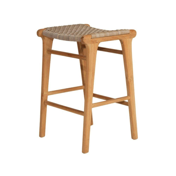 Bar Stools - Zen Wooden Bar Stool Backless Washed Grey 68cm