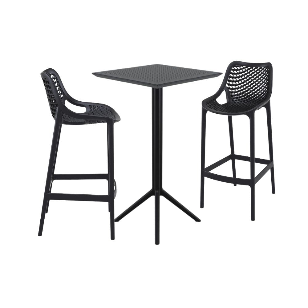 Bar Tables - Mika + Aero Outdoor Bar Set Black 3 Piece
