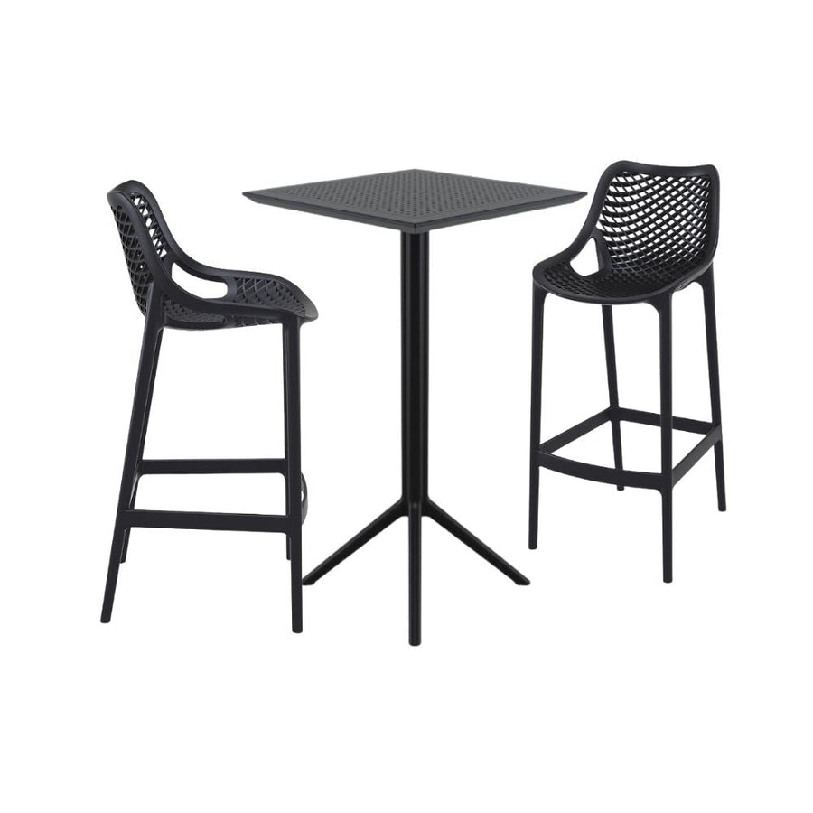 Bar Tables - Mika + Aero Outdoor Bar Set Black 3 Piece