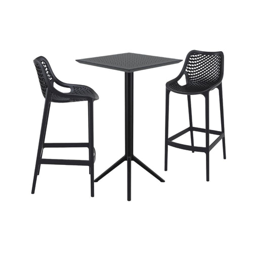 Bar Tables - Mika + Aero Outdoor Bar Set Black 3 Piece
