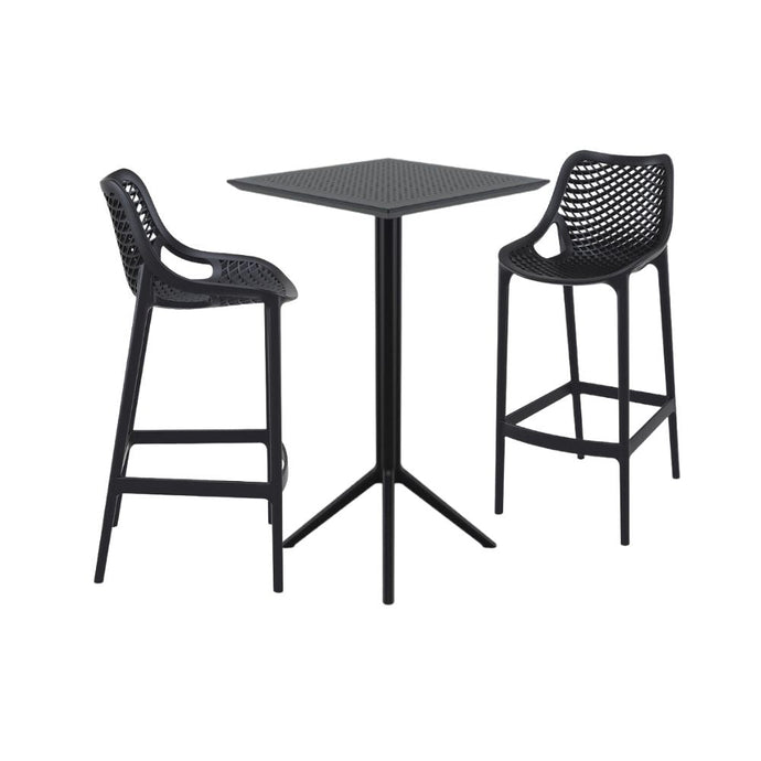 Bar Tables - Mika + Aero Outdoor Bar Set Black 3 Piece