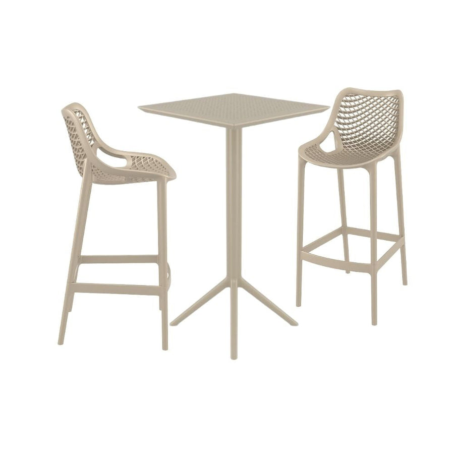 Bar Tables - Mika + Aero Outdoor Bar Set Taupe 3 Piece