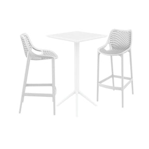Bar Tables - Mika + Aero Outdoor Bar Set White 3 Piece