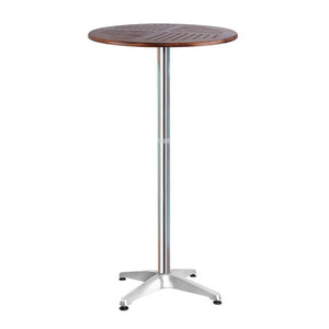 Bar Tables - Woody Aluminium Wooden Adjustable Height Round Bar Table 70/110cm