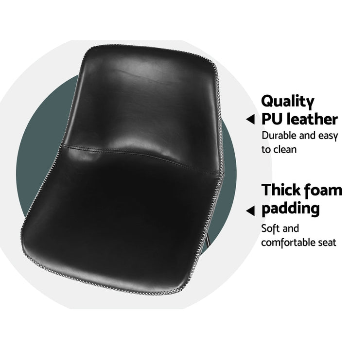 Furniture > Bar Stools & Chairs - Artiss Set Of 2 Bar Stools Kitchen Metal Bar Stool Dining Chairs PU Leather Black