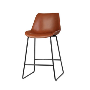 Furniture > Bar Stools & Chairs - Artiss Set Of 2 Bar Stools Kitchen Metal Bar Stool Dining Chairs PU Leather Brown