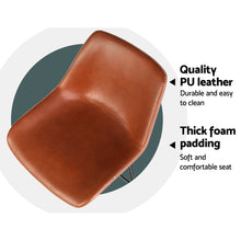 Load image into Gallery viewer, Furniture &gt; Bar Stools &amp; Chairs - Artiss Set Of 2 Bar Stools Kitchen Metal Bar Stool Dining Chairs PU Leather Brown